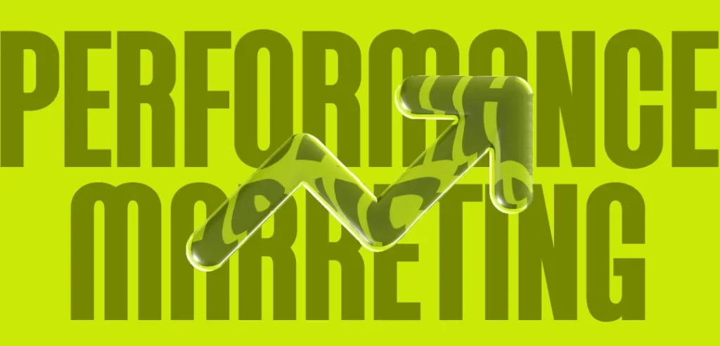 performance marketing course visual featuring a 3D growth arrow on a lime-green background with ‘Performance Marketing’ text.”