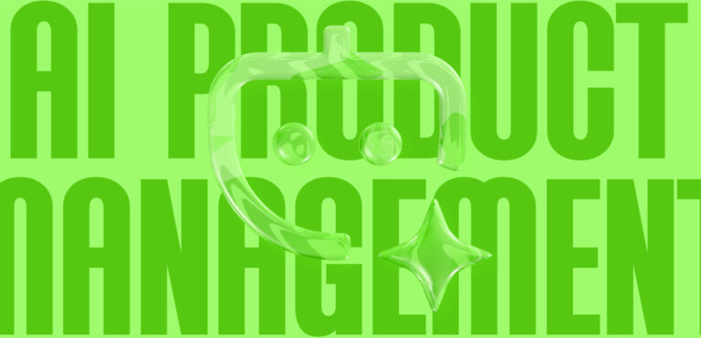 A transparent lemon green background serving as a backdrop for the word "AI Product Management" in Treford's AI Product Management Online Course