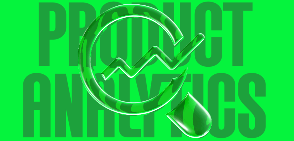 a lemon-green background serving as a backdrop for the texts "product analytics" for Treford's Data Analytics Course page featured image