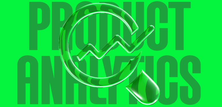 a lemon-green background serving as a backdrop for the texts "product analytics" for Treford's Data Analytics Course page featured image