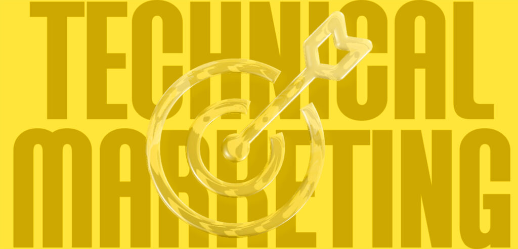 “A visual featuring a 3D @ symbol over a blue background with the text ‘Technical Marketing MarTech’.”