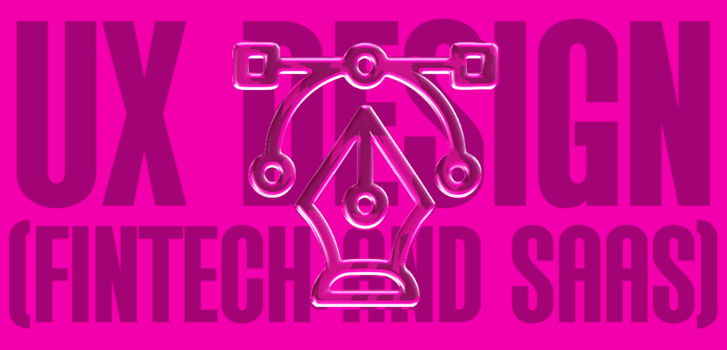 A transparent pink background serving as a backdrop for the word "us design fintech and saas" for Treford's ux design for fintech and saas live program